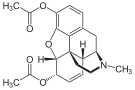 Chemical structure of Heroin.