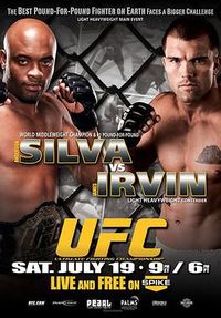 A poster or logo for UFC Fight Night: Silva vs. Irvin.