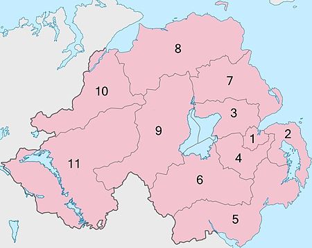 11 Northern Ireland local government districts, operating in shadow form 2014-2015.