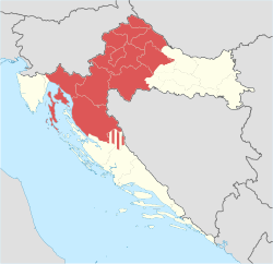 <templatestyles src="Plainlist/styles.css"/> *   Croatia proper * Striped area: Gračac Municipality 