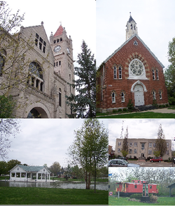 L TO R: Greene County Courthouse, Collier Chapel, Shawnee Park, Xenia City Hall, B&O Railroad Caboose