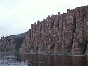 The pillars seen from a river cruise boat.