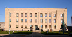 The Art Deco Howard County courthouse. Part of the Courthouse Square Historical District, which is one of the places in Kokomo on the National Register of Historic Places.