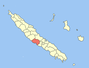 Location of the commune (in red) within New Caledonia