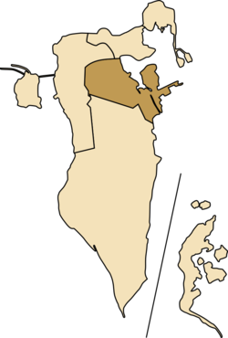 Map of Bahrain showing Central Governorate