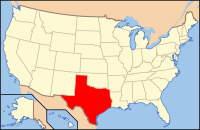 Map of the United States highlighting Texas