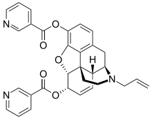 Chemical structure of Nalorphine dinicotinate.