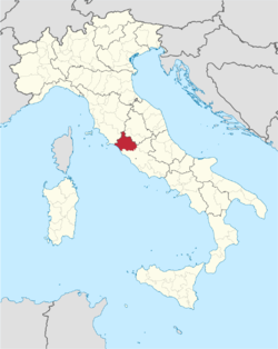 Map with the province of Viterbo in Italy