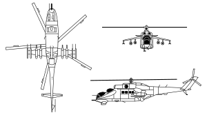 Orthographic projection of the Mil Mi-24.