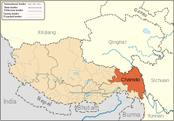 prefecture (orange) in Tibet (light-orange)