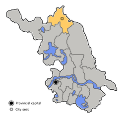 Lianyungang is highlighted on this map