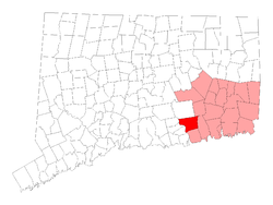 Location within New London County, Connecticut