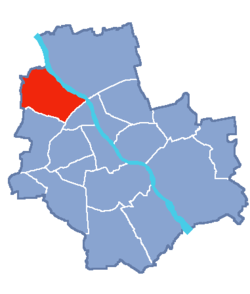 Location of Bielany within Warsaw