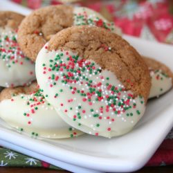 White Chocolate Dipped Molasses Spice Cookies from All Day I Dream About Food on @katrinaskitchen