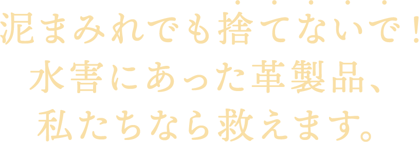 泥まみれでも捨てないで！水害にあった革製品、私たちなら救えます。