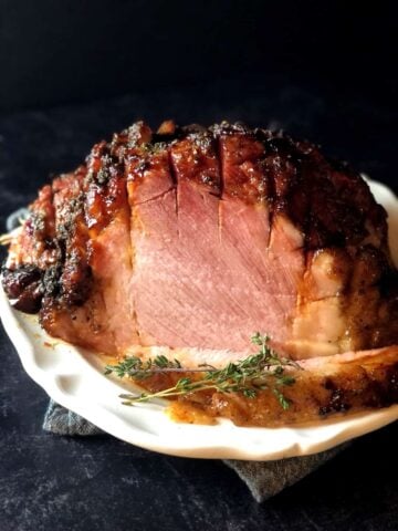 baked glazed ham closeup