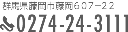 群馬県藤岡市藤岡607−22　0274-24-3111