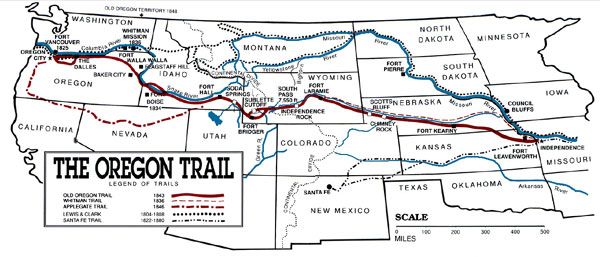 Oregon Trail Map.