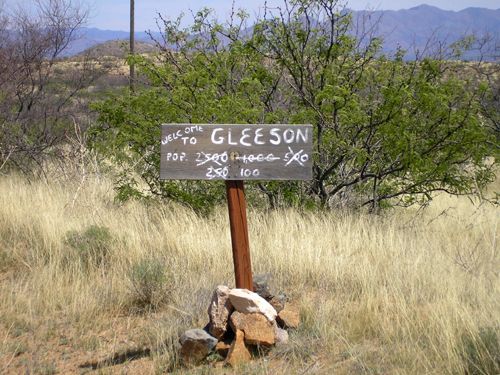 Welcome to Gleeson, Arizona. Though the sign indicates a population of 100, we didn't see a soul by Kathy Alexander.