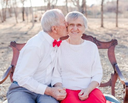 Kissing his girl of 64 years