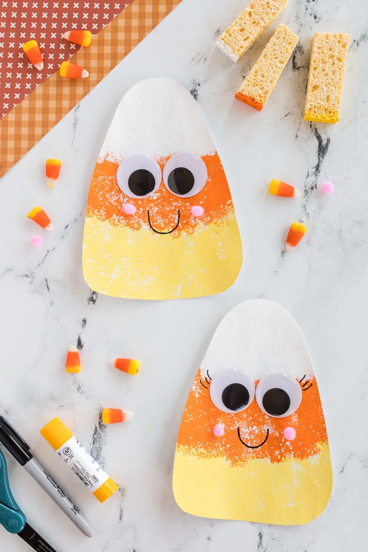 Sponge Painted Candy Corn Craft