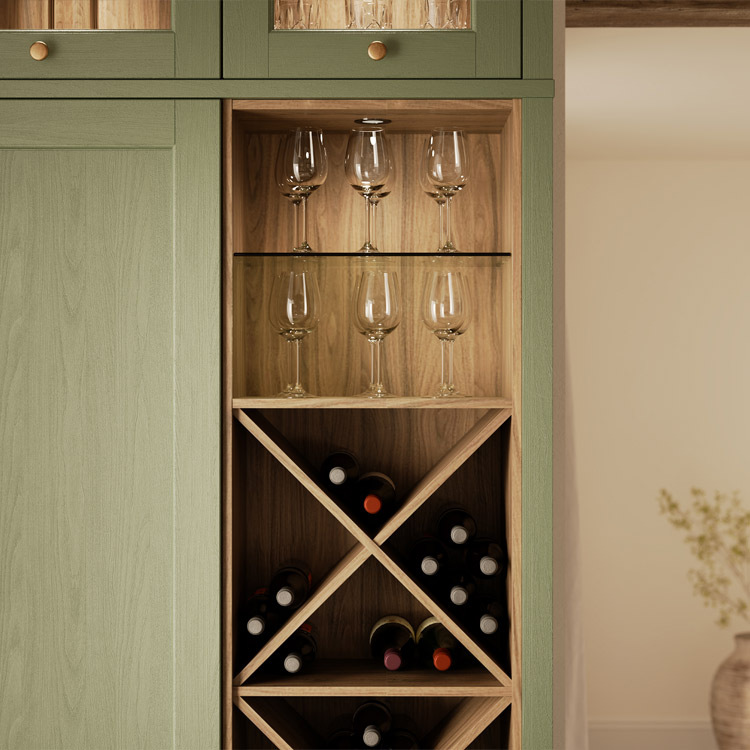 Open shelving cross wine rack