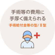 手術等の費用に手厚く備えられる 手術給付金等の型/Ⅱ型