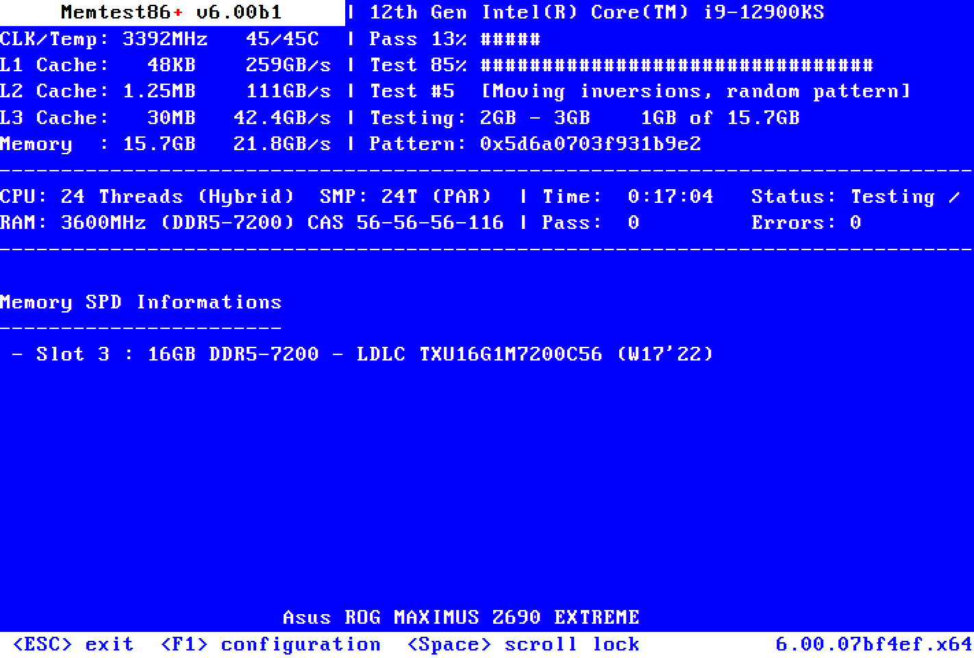 Memtest86+ Screenshot