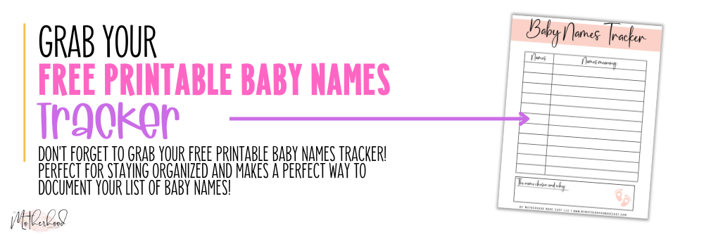 FREE Printable Baby Names Tracker PDF