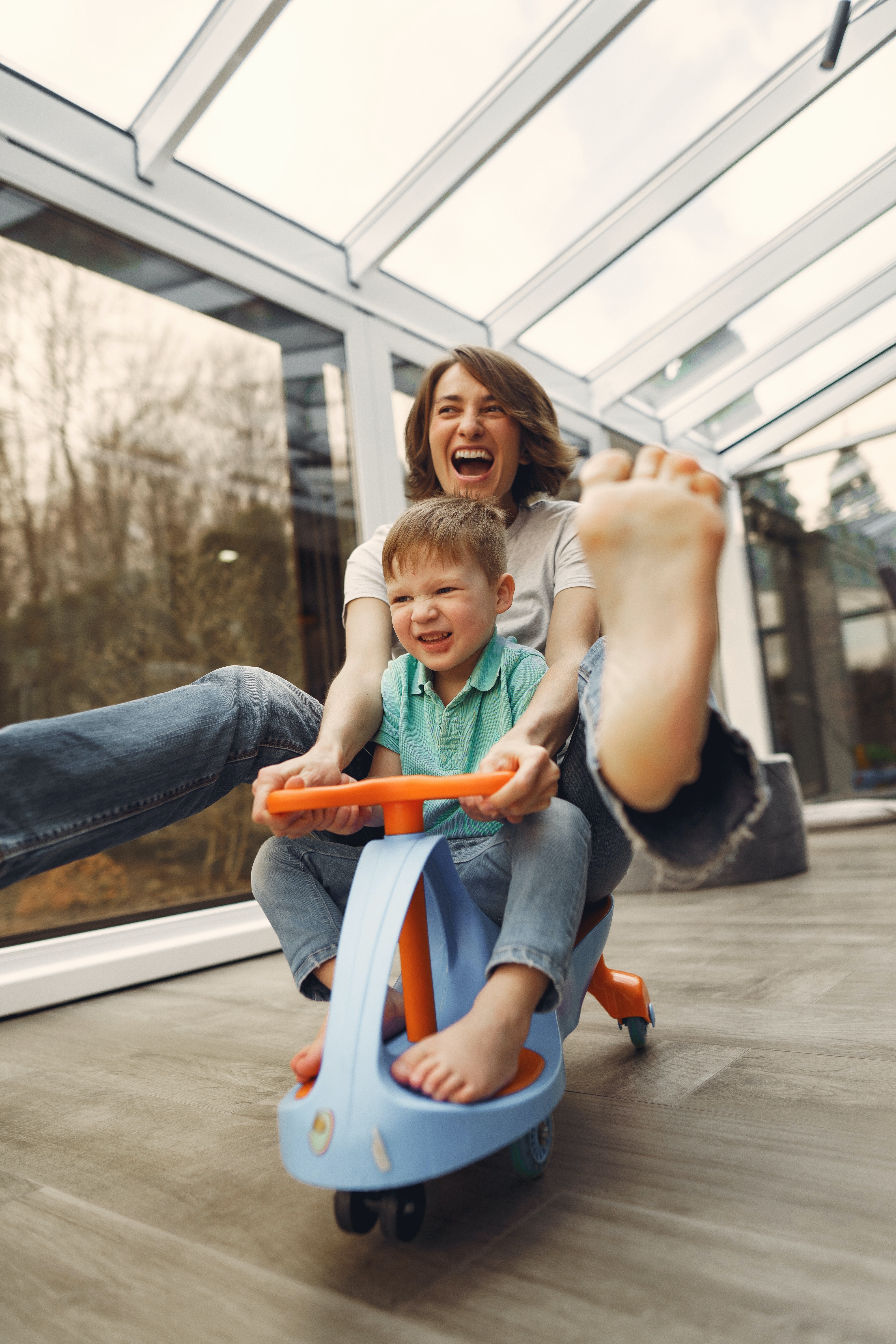 new mom having fun with child