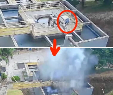 【衝撃映像】下水処理場がいきなり爆発！⇒ 奇跡的に生き延びた男、3秒後まさかの死に方する