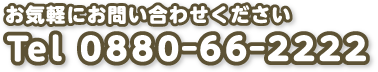 お気軽にお問い合わせください　電話番号：0880-66-2222