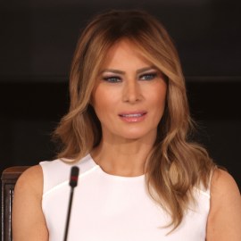 WASHINGTON, DC - SEPTEMBER 14: U.S. First Lady Melania Trump speaks during a roundtable on sickle cell disease in the State Dining Room of the White House on September 14, 2020 in Washington, DC. The First Lady held the event “to support those affected by Sickle Cell Disease, and to reaffirm our goal of finding a cure.”