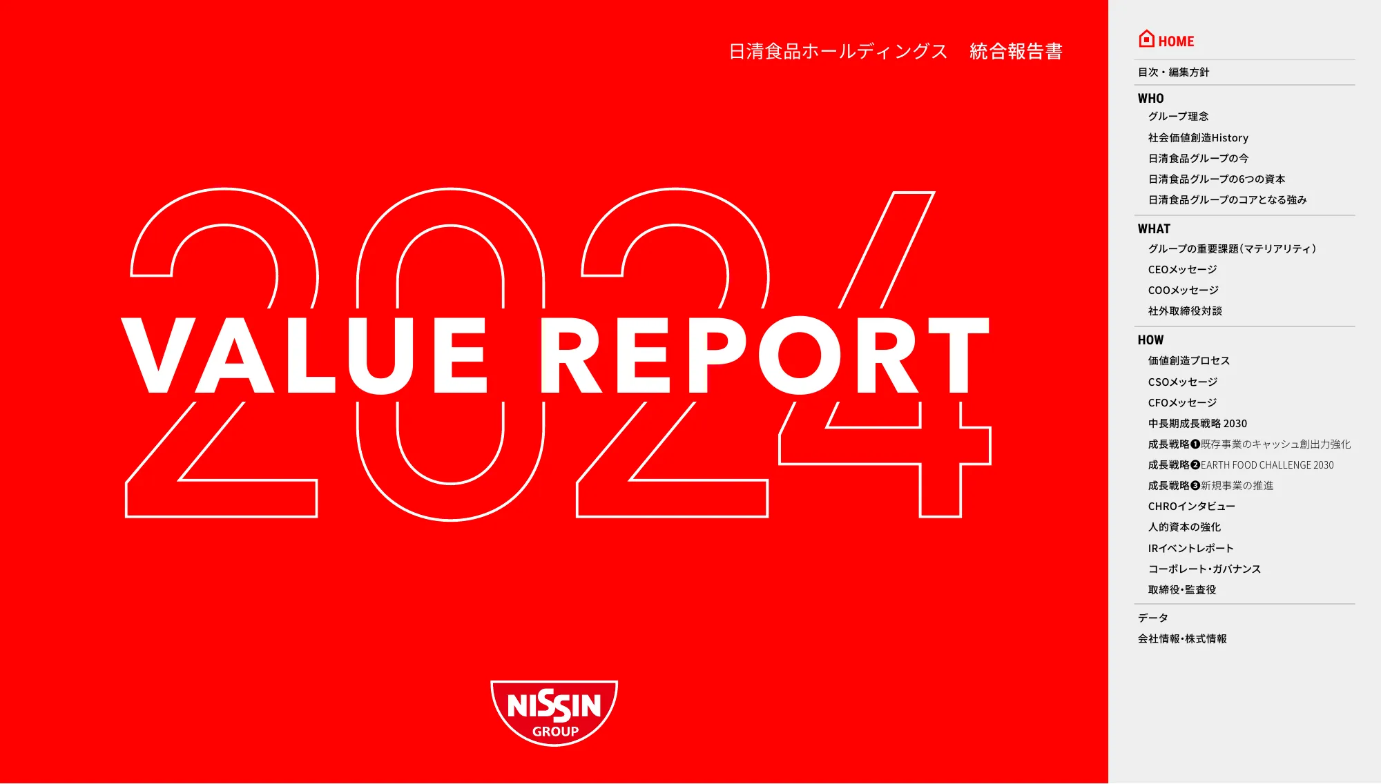 VALUE REPORT 2024 日清食品ホールディングス 統合報告書