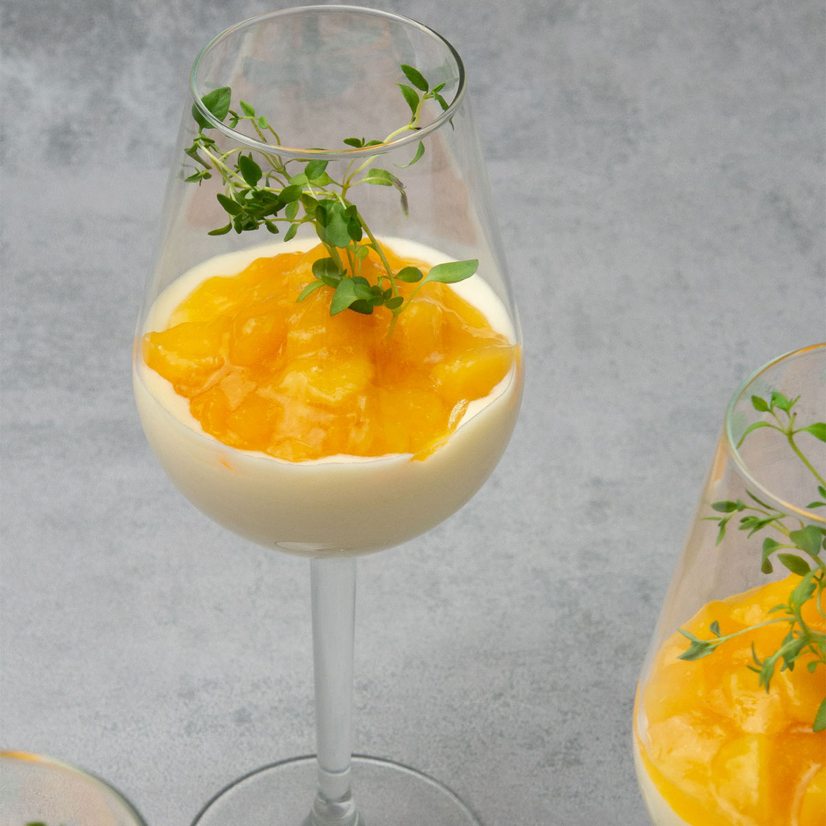 Wine mousse Parfait with peach.