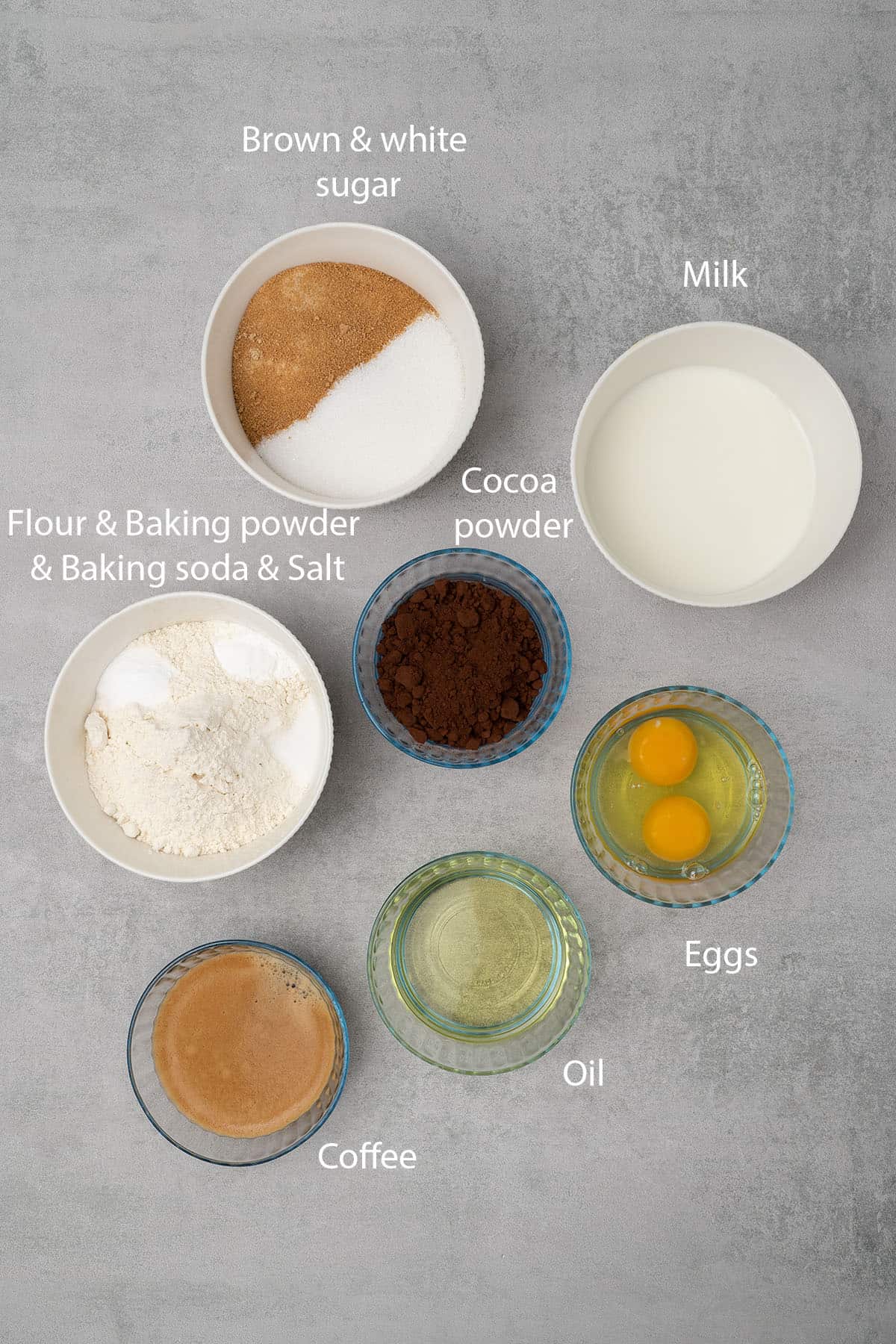 Chocolate cake ingredients.