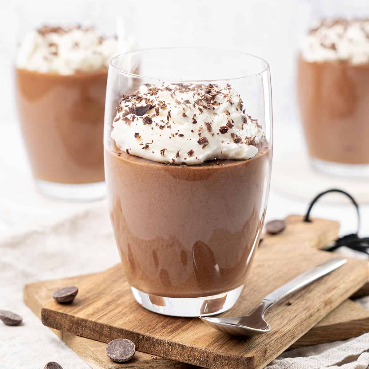 Chocolate mousse in a glass.