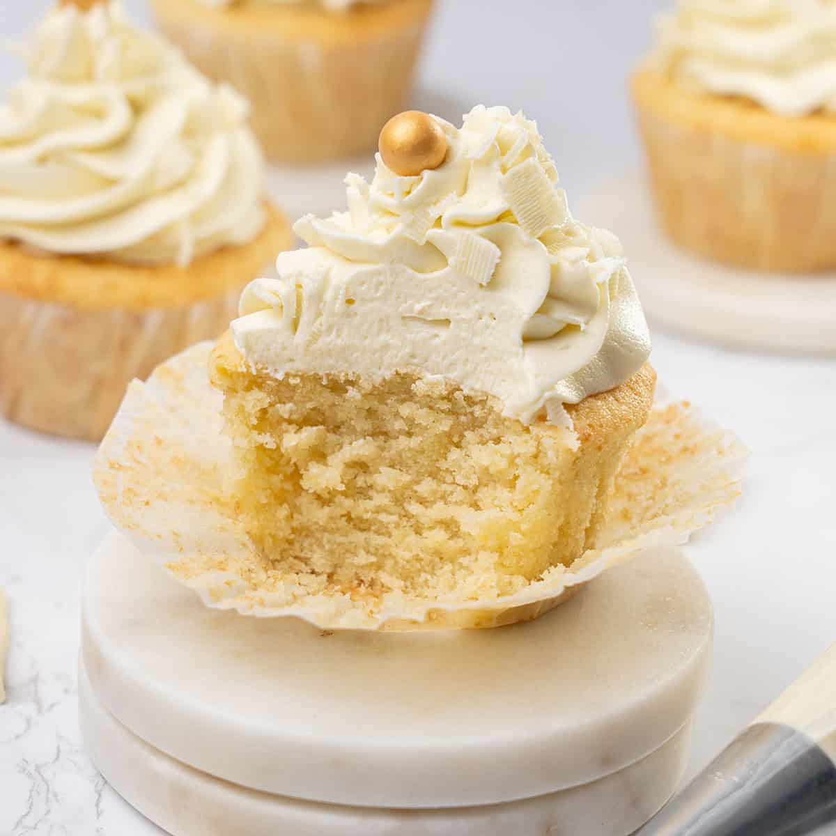 White chocolate cupcakes.