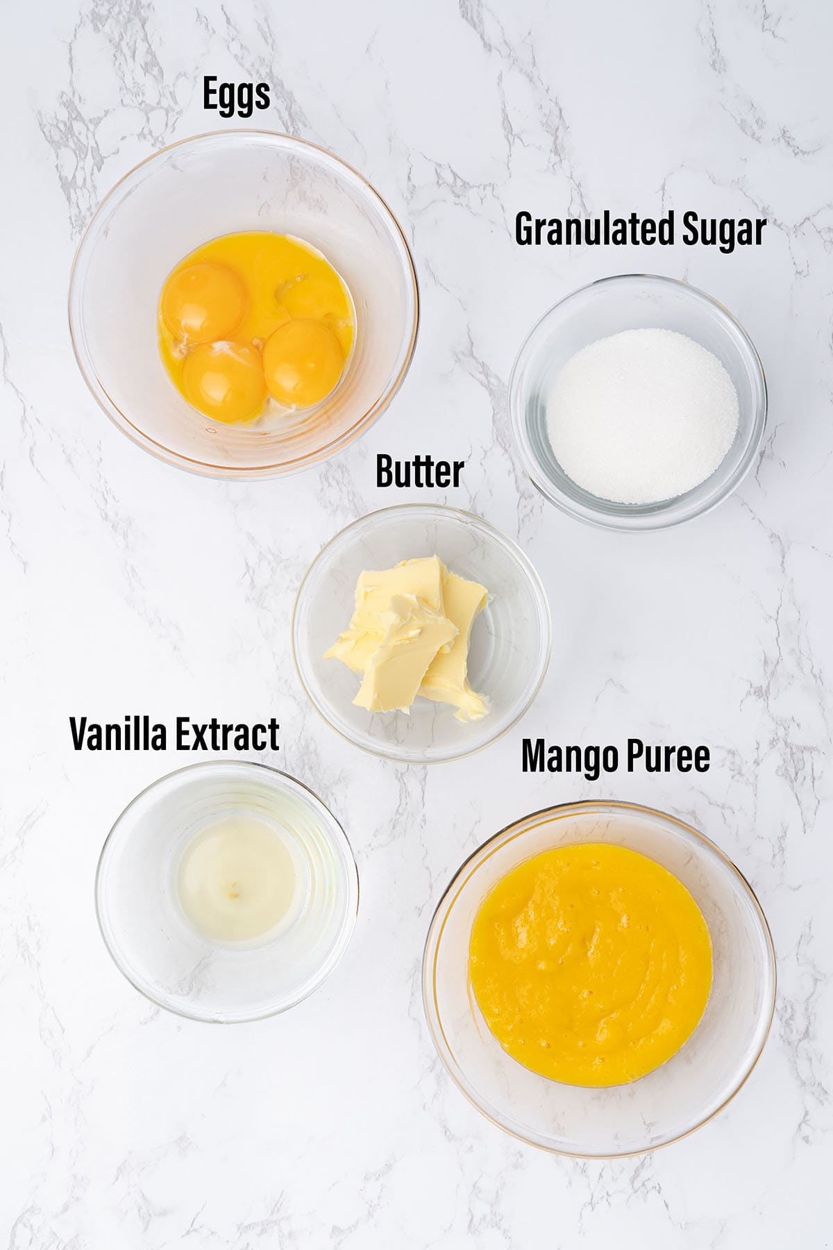 Mango Curd ingredients.