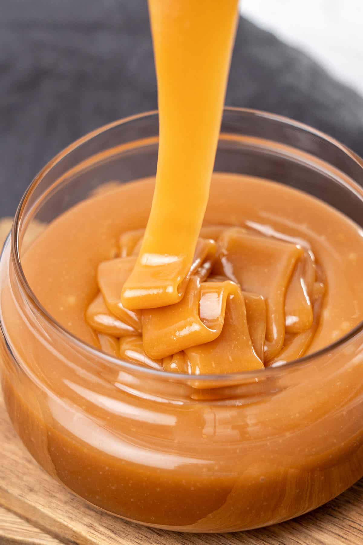 Homemade caramel in a jar.