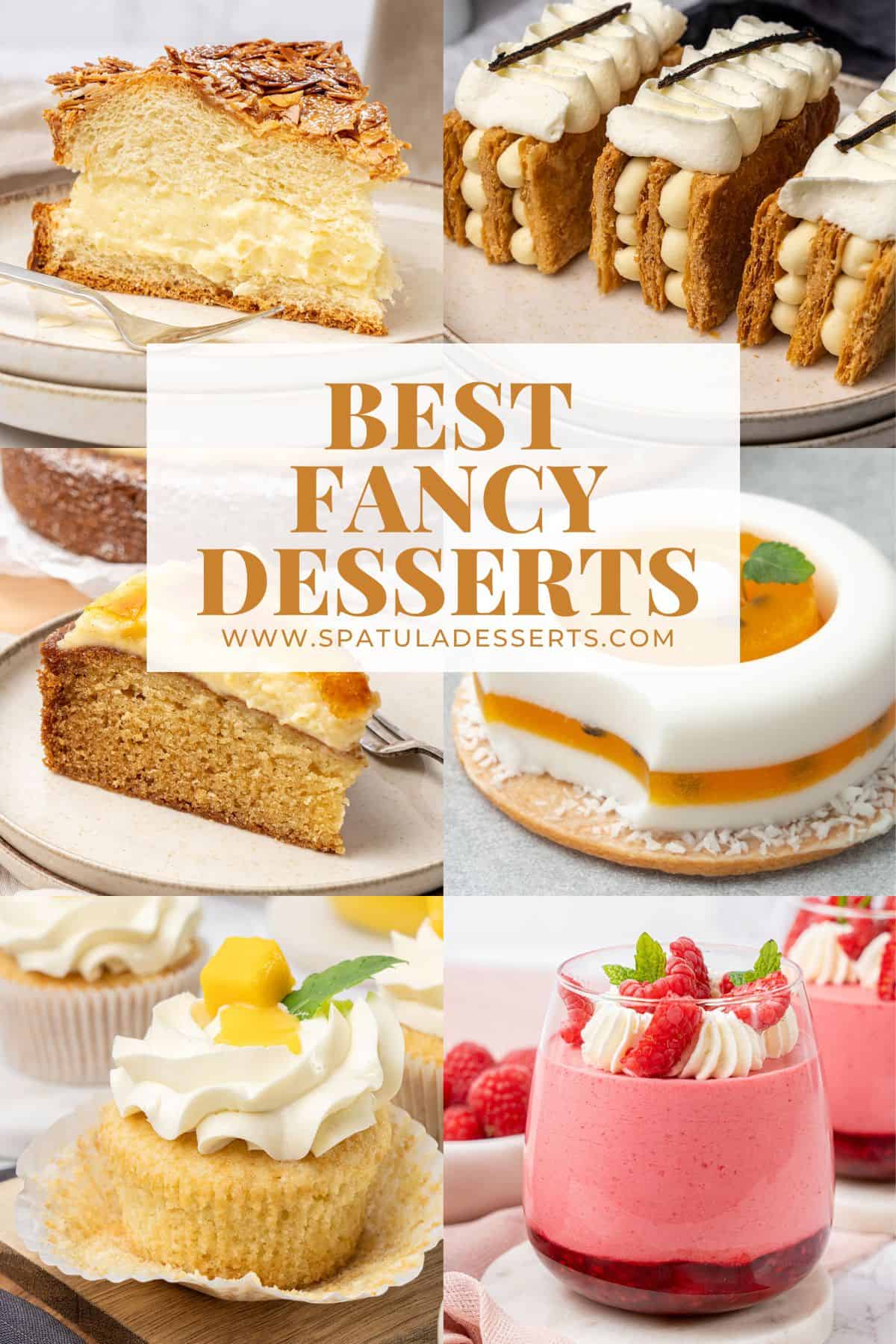 6 different fancy desserts.