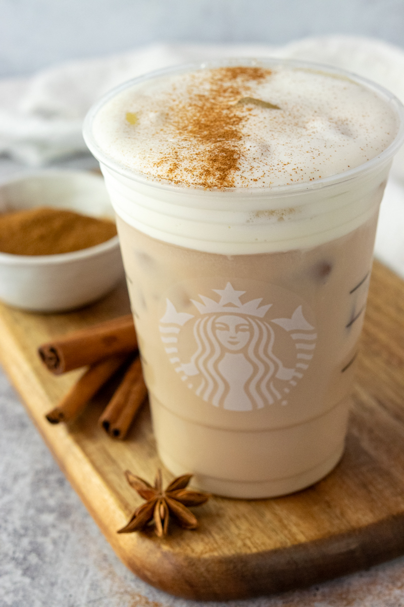 Homemade Iced Chai Tea Latte with Vanilla Sweet Cream Cold Foam