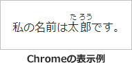 表示例：「太郎」の上に「たろう」と小さな文字で表示されます。