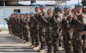 Members of the French contingent of the United Nations Interim Forces in Lebanon (UNIFIL) 