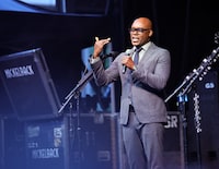 TORONTO, ONTARIO - SEPTEMBER 08: Cameron Bailey, CEO, TIFF, speaks onstage at the Festival Street Music Stage during the 2023 Toronto International Film Festival on September 08, 2023 in Toronto, Ontario. (Photo by Matt Winkelmeyer/Getty Images)