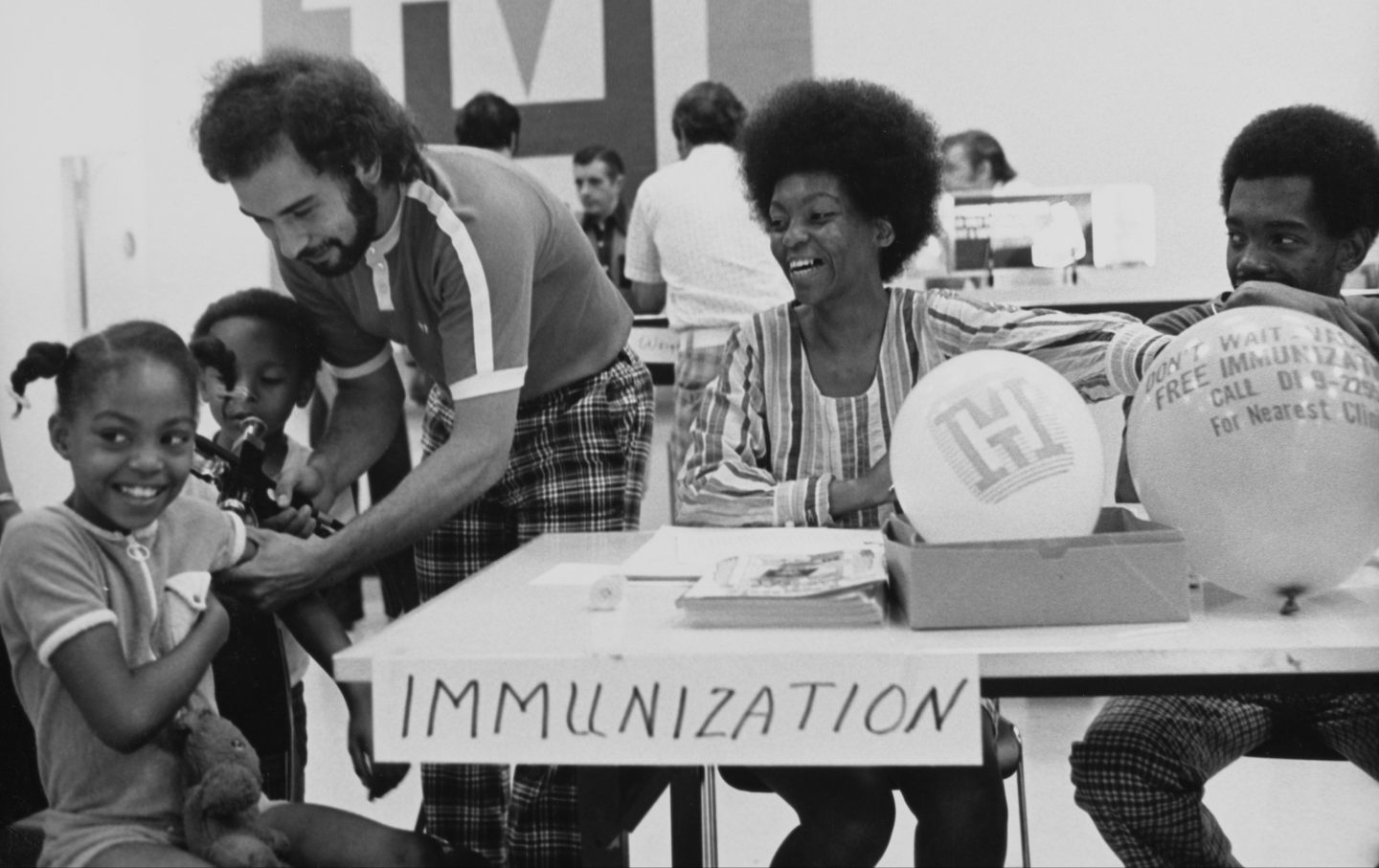 A young girl receives a vaccination shot in New York City, c. 1970s.