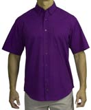 Short Sleeve Purple Dress Shirt, Button Down