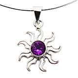 Sterling Silver Amethyst Sun Necklace