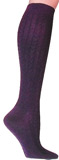 Cable Knit Knee-High Purple Socks