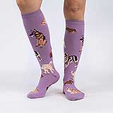 Knee High Friendly Purple Dogs Socks